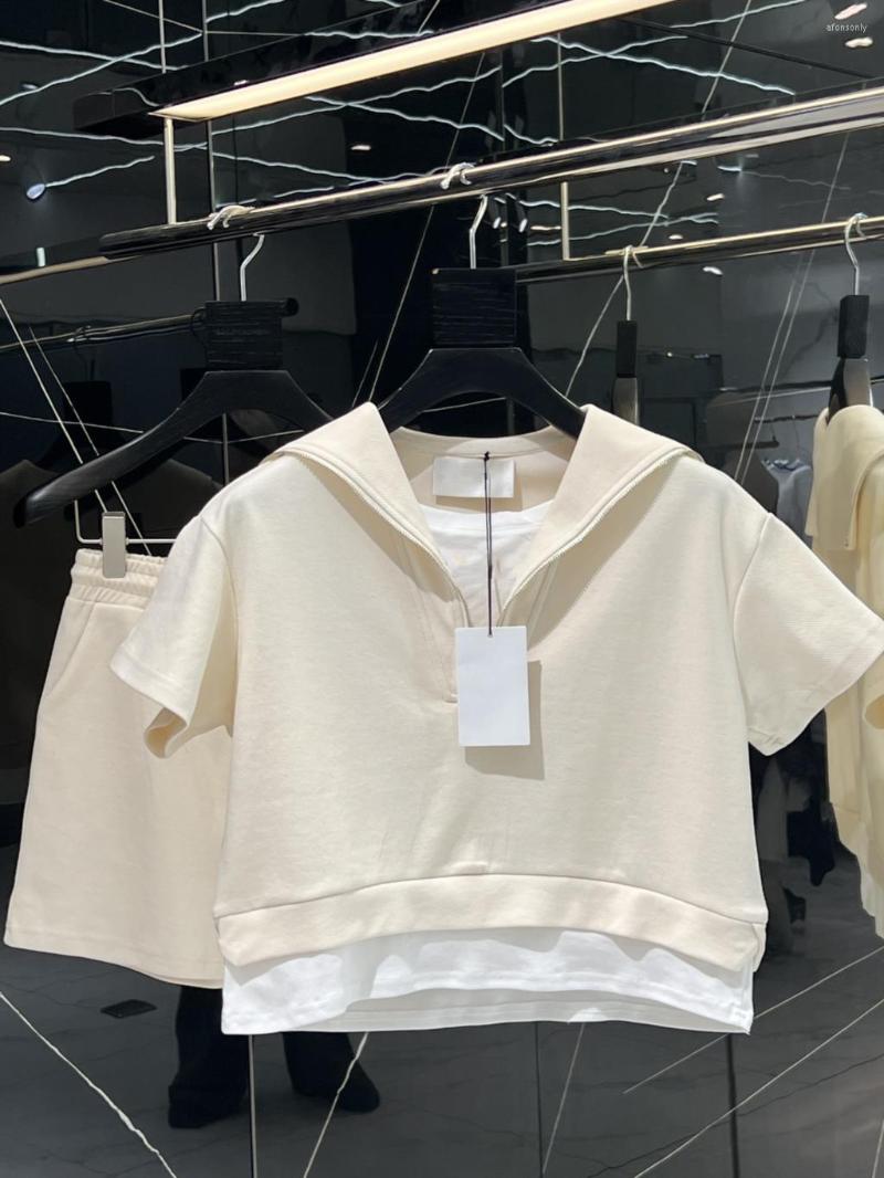 Women' Tracksuits Summer Suit Navy Blue Collar Using Splicing Style Fake Two Pieces Daily Wear Practical And Do Not Lose Fashion Sense, Gray
Women' Tracksuits Summer Suit Navy Blue Collar Using Splicing Style Fake Two Pieces Daily Wear Practical And Do Not Lose Fashion Sense, Gray
