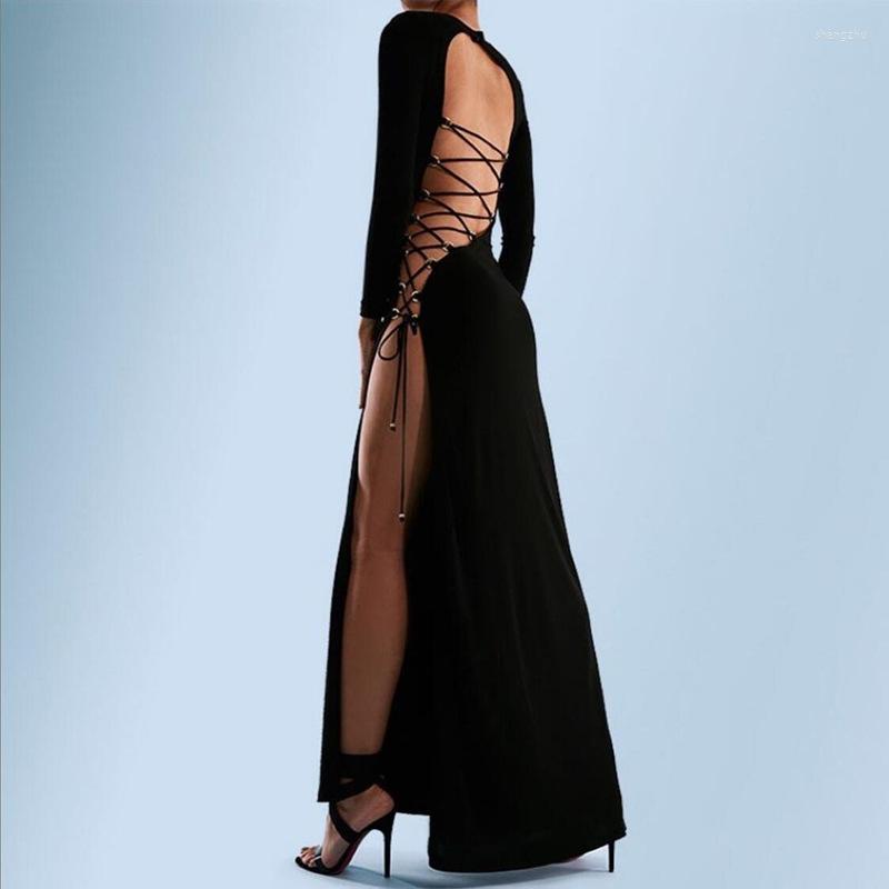 Casual Dresses 2023 Autumn Women' Fashion Round Neck Long Sleeve Sexy Hollow Open Back Split Dress, Black
Casual Dresses 2023 Autumn Women' Fashion Round Neck Long Sleeve Sexy Hollow Open Back Split Dress, Black