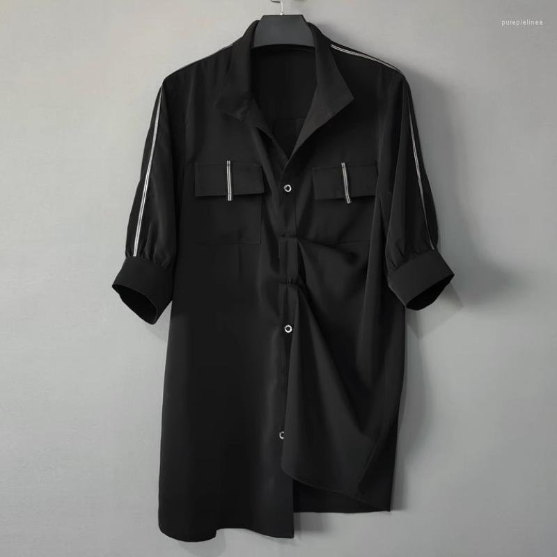 Men' Casual Shirts Summer Men' Fashion Personality Customized Mid-length Loose Large Size Five-point Sleeve Shirt, Black
Men' Casual Shirts Summer Men' Fashion Personality Customized Mid-length Loose Large Size Five-point Sleeve Shirt, Black