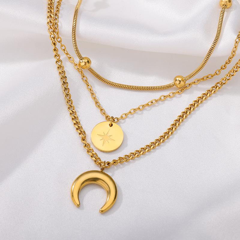 Chains Hip-Hop Stainless Steel Star Moon Pendant Multilayer Chain Choker Necklace For Women Wedding Party Jewelry Accessories Gift
Chains Hip-Hop Stainless Steel Star Moon Pendant Multilayer Chain Choker Necklace For Women Wedding Party Jewelry Accessories Gift