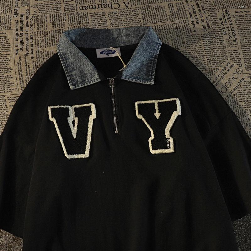 Men' T Shirts American Style Lapel Zipper Letter Graphic T-shirt Short Sleeved Men And Women Loose Fitting Retro Casual Couple Hip-hop Top, Black
Men' T Shirts American Style Lapel Zipper Letter Graphic T-shirt Short Sleeved Men And Women Loose Fitting Retro Casual Couple Hip-hop Top, Black