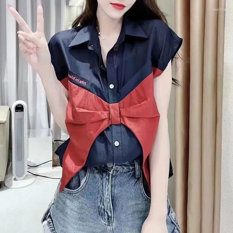 Women's Blouses 2023 Summer Fashion Bow Patchwork Shirt Female Clothing Casual Turn-down Collar Commute Single-breasted Korean Sleeveless, Black
Women's Blouses 2023 Summer Fashion Bow Patchwork Shirt Female Clothing Casual Turn-down Collar Commute Single-breasted Korean Sleeveless, Black