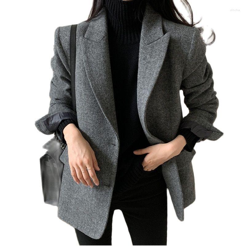 Women's Suits 2023 Fashion Woolen Suit Jacket Coat Women Blazers Autumn Winter Solid Color Single-breasted Casual Tops Lady Vintage, Gray
Women's Suits 2023 Fashion Woolen Suit Jacket Coat Women Blazers Autumn Winter Solid Color Single-breasted Casual Tops Lady Vintage, Gray