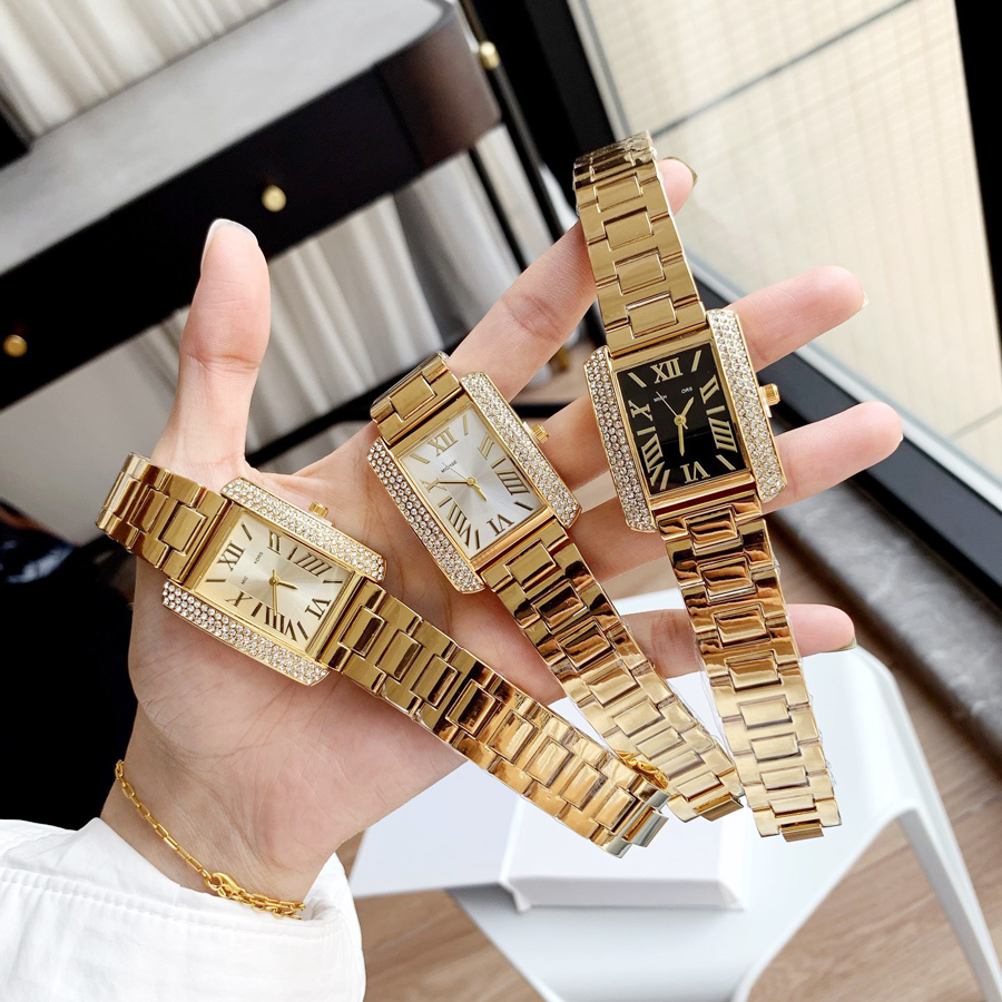 Fashion Full Brand Wrist Watch Women Ladies Rectangle Crystal Dial Luxury With Logo Steel Metal Band Quartz Clock M 156, Gold white
Fashion Full Brand Wrist Watch Women Ladies Rectangle Crystal Dial Luxury With Logo Steel Metal Band Quartz Clock M 156, Gold white
