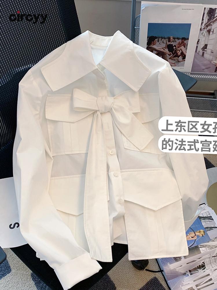 Shirts Circyy White Blouses Women Button Up Shirts French Vintage Lace Up Bow Single Breasted Long Sleeve Casual Spring Chic Clothes
Shirts Circyy White Blouses Women Button Up Shirts French Vintage Lace Up Bow Single Breasted Long Sleeve Casual Spring Chic Clothes