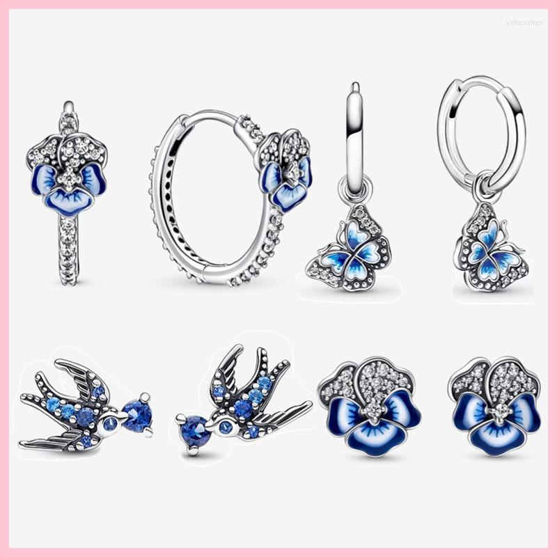Hoop Earrings 2023 Spring Brand Blue Sparkling Pansy Flower Butterfly Swallow Stud 925 Sterling Silver Fashion Jewelry For Women
Hoop Earrings 2023 Spring Brand Blue Sparkling Pansy Flower Butterfly Swallow Stud 925 Sterling Silver Fashion Jewelry For Women