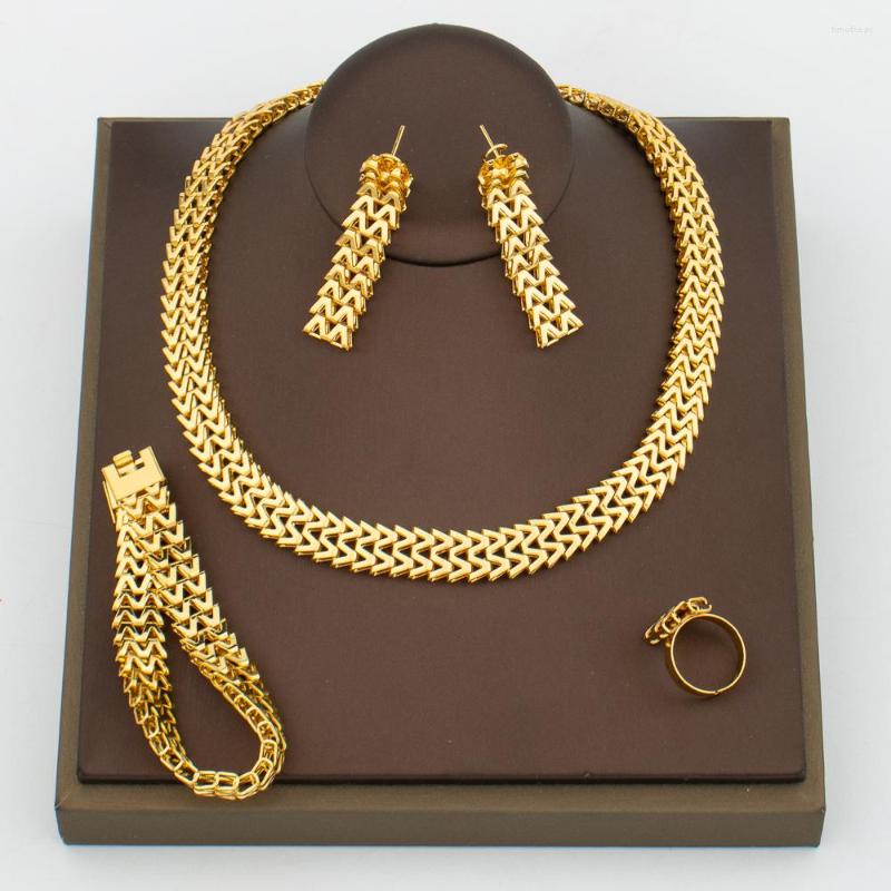 Necklace Earrings Set Brazilian Jewelry 18K Gold Color For Party African Bracelet Ring Punk Style Choker Gifts, Picture shown
Necklace Earrings Set Brazilian Jewelry 18K Gold Color For Party African Bracelet Ring Punk Style Choker Gifts, Picture shown