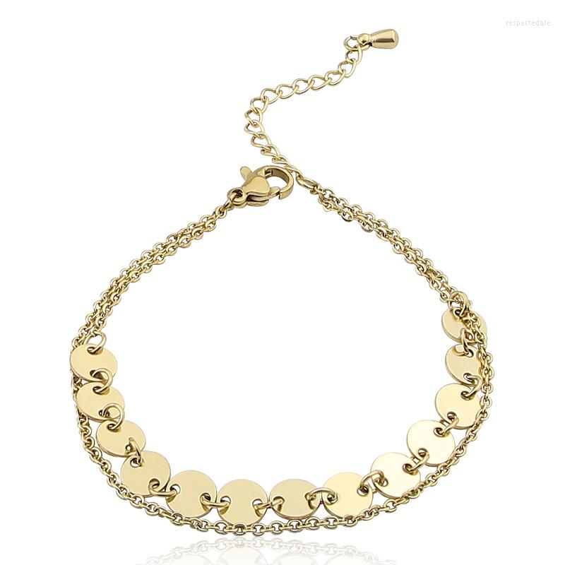 Charm Bracelets Beautiful Chain And Circle Double Layer Punk Bracelet For Women Stainless Steel Gold Rose Color Pulsera Jewelry
Charm Bracelets Beautiful Chain And Circle Double Layer Punk Bracelet For Women Stainless Steel Gold Rose Color Pulsera Jewelry