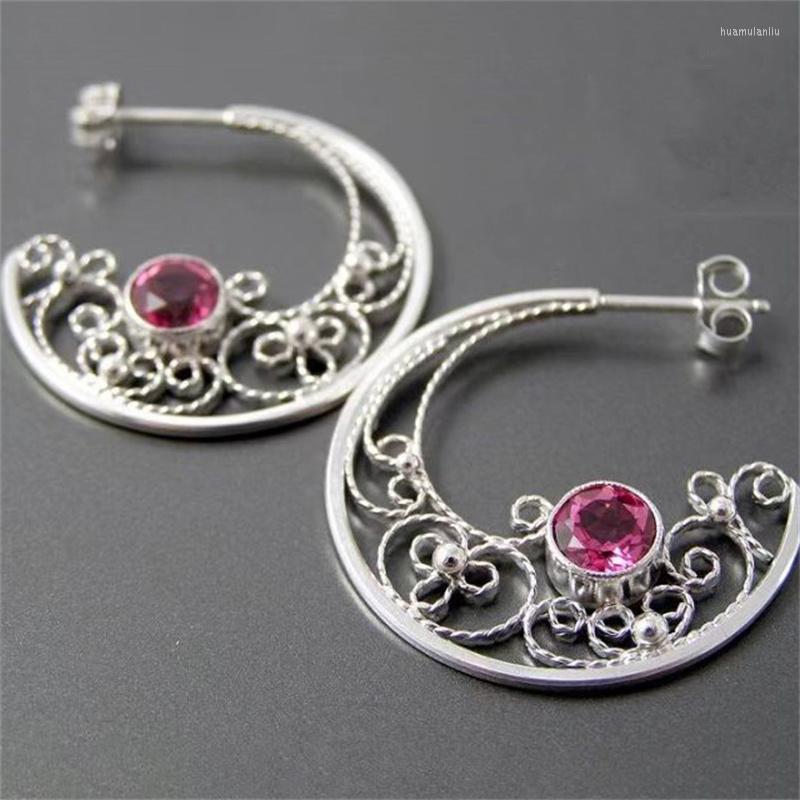 Dangle Earrings Fashion Round Inlaid With Pink Zircon For Women Vintage Silver Color Metal Hollow Carving Flower Earings
Dangle Earrings Fashion Round Inlaid With Pink Zircon For Women Vintage Silver Color Metal Hollow Carving Flower Earings