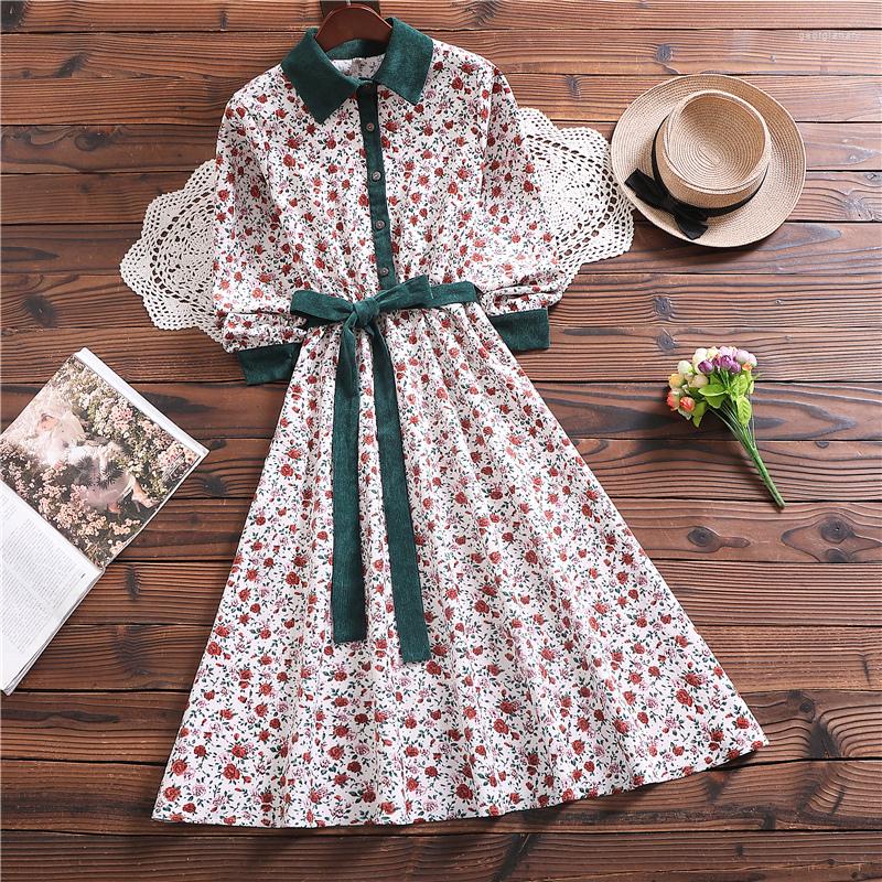 Casual Dresses Mori Girl Vintage Style Floral Printed Sweet Dress Women Spring Autumn Long Sleeve Turn-down Collar Elegant With Belt
Casual Dresses Mori Girl Vintage Style Floral Printed Sweet Dress Women Spring Autumn Long Sleeve Turn-down Collar Elegant With Belt