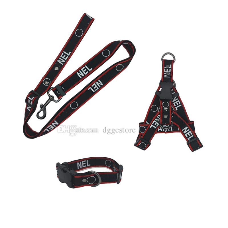 Designer Dog Harness Leash Set Classic Letter Pattern Puppy Collar Escape Proodjustable No Pull Harnesses for Small Medium Large Breed Dogs Outdoor Wa