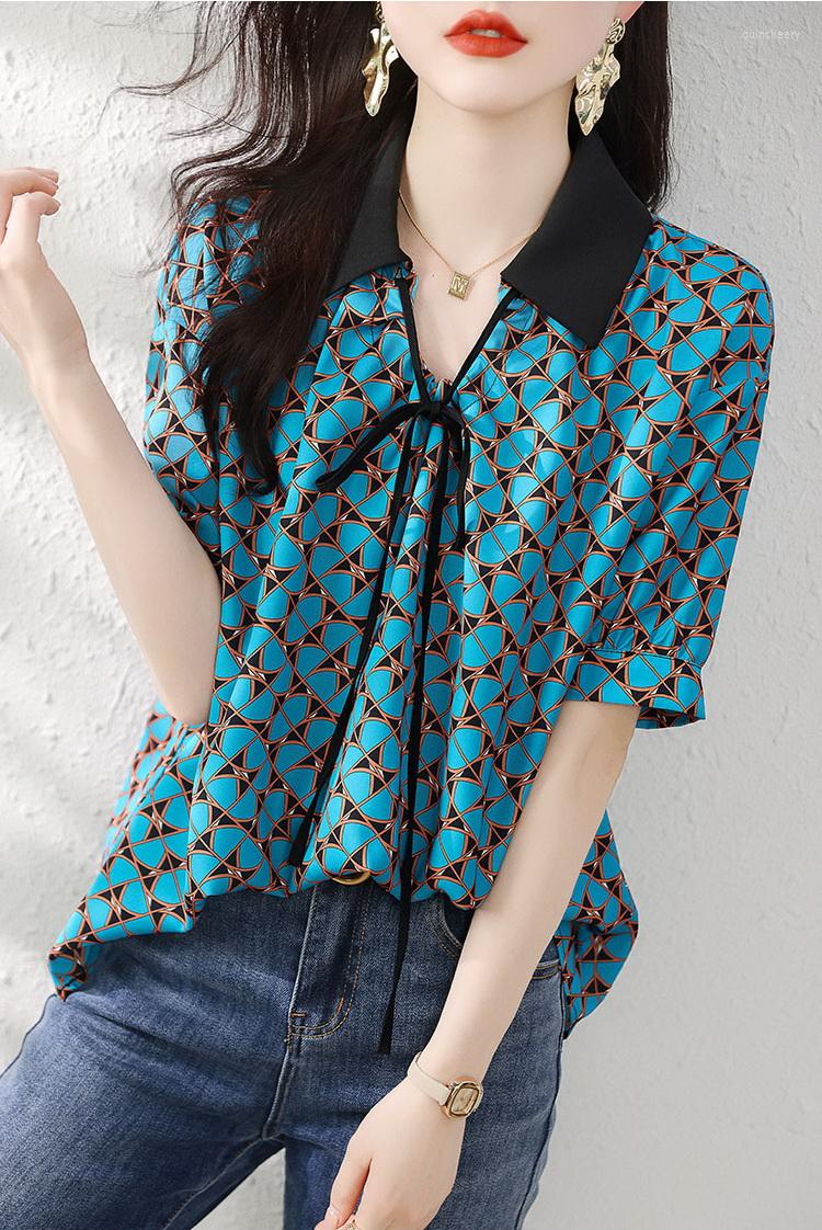 Women's Blouses Fashion Luxury Ladies Chiffon Shirt France Style Woman Printing Blouse Spring Summer Half Sleeve Tops Blusa Mujer, Blue
Women's Blouses Fashion Luxury Ladies Chiffon Shirt France Style Woman Printing Blouse Spring Summer Half Sleeve Tops Blusa Mujer, Blue
