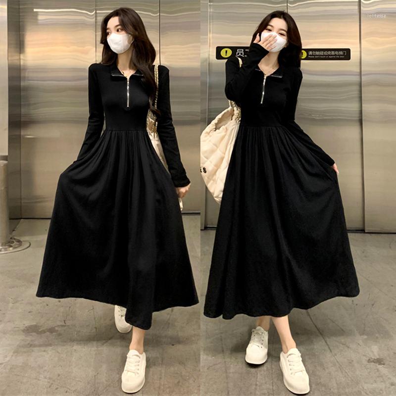 Casual Dresses Have Pockets Black Skinny Women Long Sleeve Knit In Autumn Full-skirted Show Thin Dress
Casual Dresses Have Pockets Black Skinny Women Long Sleeve Knit In Autumn Full-skirted Show Thin Dress