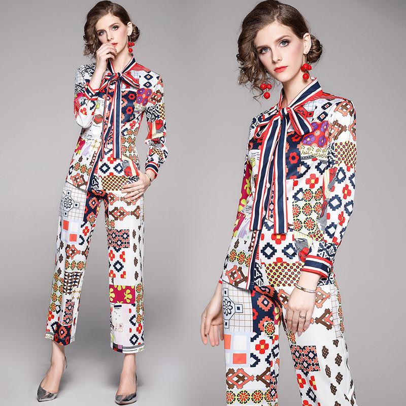 Women's Two Piece Pants Female Sets Women Classic Vintage Pant Suits Printing Long Sleeve Shirt & Fashion Wide-legged Office WearWomen's, Multi
Women's Two Piece Pants Female Sets Women Classic Vintage Pant Suits Printing Long Sleeve Shirt & Fashion Wide-legged Office WearWomen's, Multi