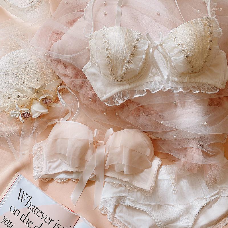 Bras Sets Lolita Girl's Bra Half Cup Gathered Up Comfortable Wire Free Underwear Set Embroidery Lace Mesh Sweet And Sexy Anime Panties, White 1
Bras Sets Lolita Girl's Bra Half Cup Gathered Up Comfortable Wire Free Underwear Set Embroidery Lace Mesh Sweet And Sexy Anime Panties, White 1