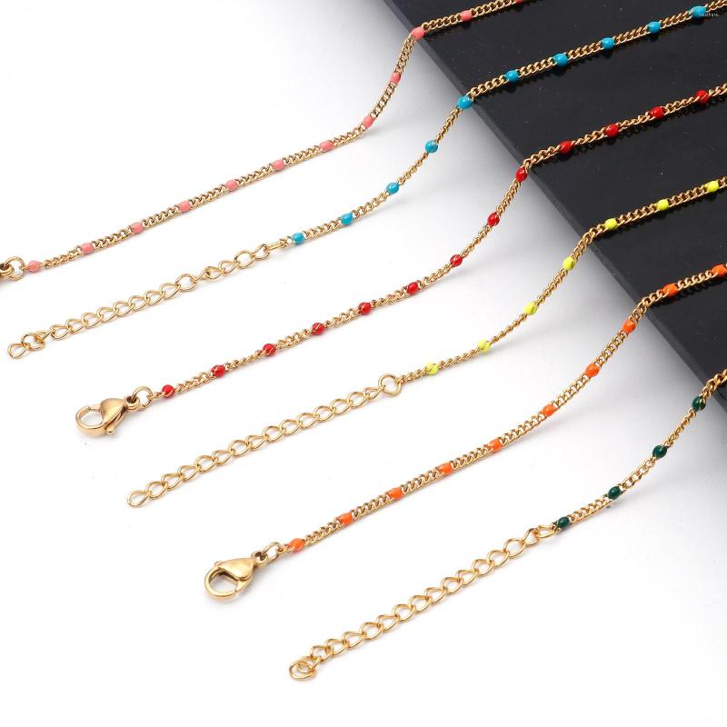 Chains 1PC Enamel Necklace 304 Stainless Steel Cuban Link Chain Multicolor Gold Color Women Jewelry 45cm Long
Chains 1PC Enamel Necklace 304 Stainless Steel Cuban Link Chain Multicolor Gold Color Women Jewelry 45cm Long