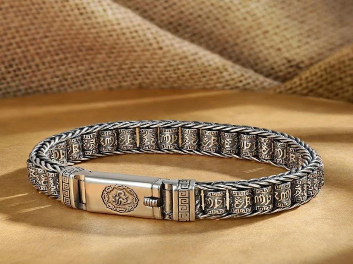 Handmade Creative Passepartout Prayer Wheel Bracelet Men039s Sterling Silver Female Transfer Beads Sixcharacter Mantra Retro6787926
Handmade Creative Passepartout Prayer Wheel Bracelet Men039s Sterling Silver Female Transfer Beads Sixcharacter Mantra Retro6787926