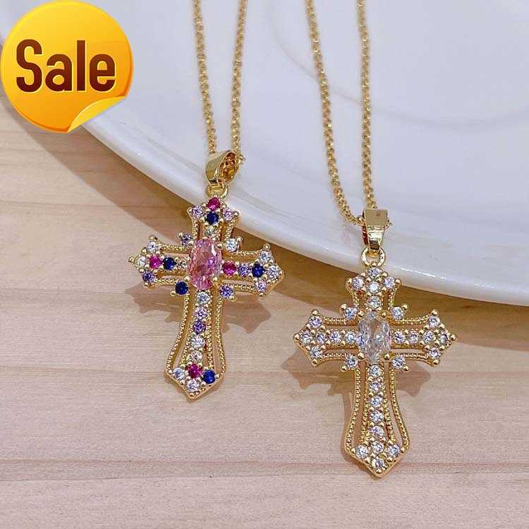 Wholesale Fashion Diamond Gold Cross Pendants Necklace For Women 
Wholesale Fashion Diamond Gold Cross Pendants Necklace For Women