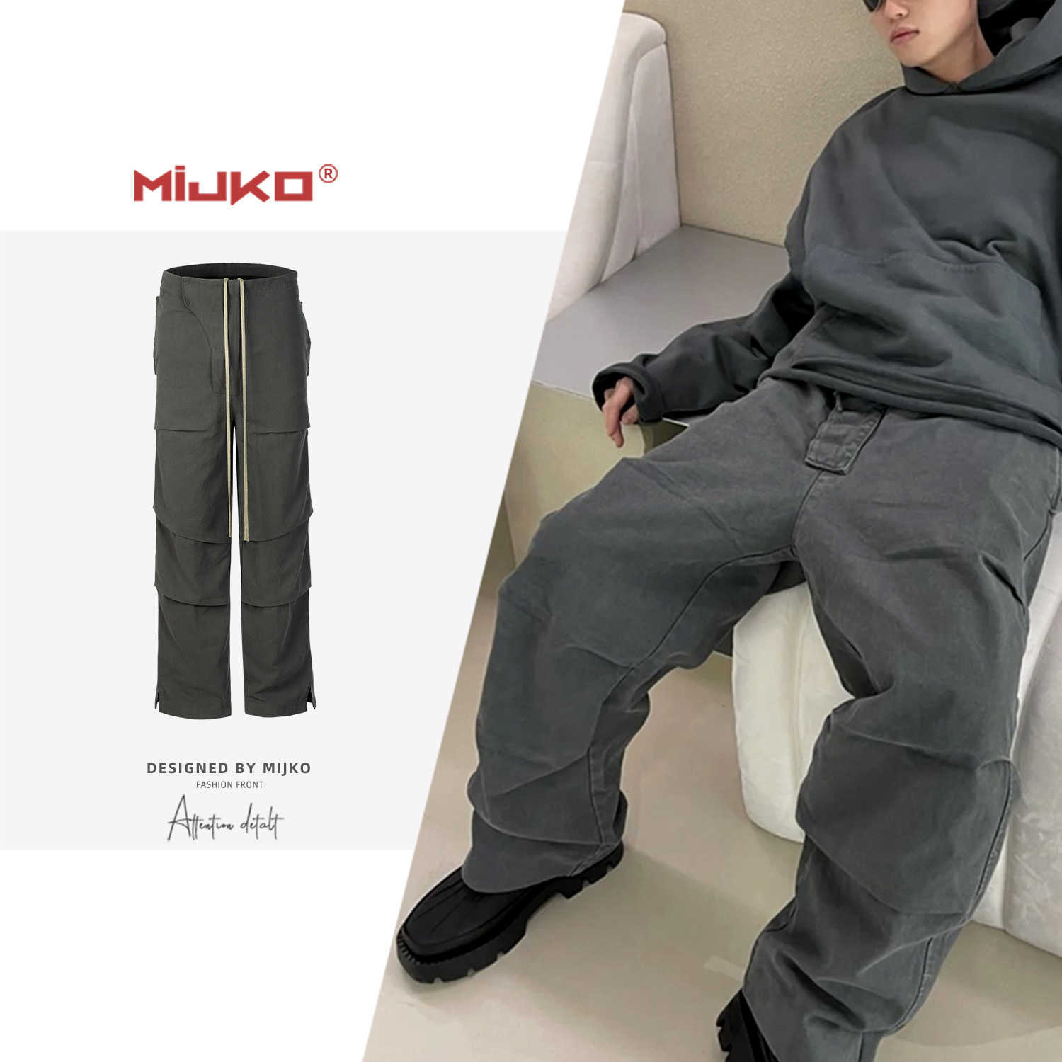 MIJKO men's and women's new CleanFit silhouette split fold knee cargo pants men's and women's casual pants, Dark gray
MIJKO men's and women's new CleanFit silhouette split fold knee cargo pants men's and women's casual pants, Dark gray