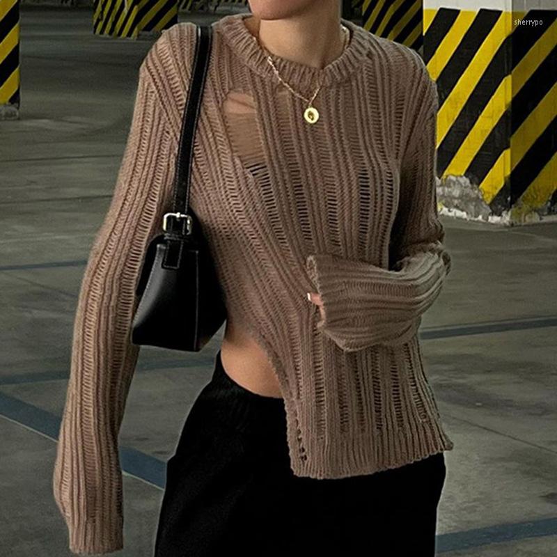 Women' T Shirts Brown Ripped Sweater Y2K Vintage Long Sleeve Slit Autumn Fashion Knitted Pullovers T-shirt Grunge Fairycore, Khaki
Women' T Shirts Brown Ripped Sweater Y2K Vintage Long Sleeve Slit Autumn Fashion Knitted Pullovers T-shirt Grunge Fairycore, Khaki