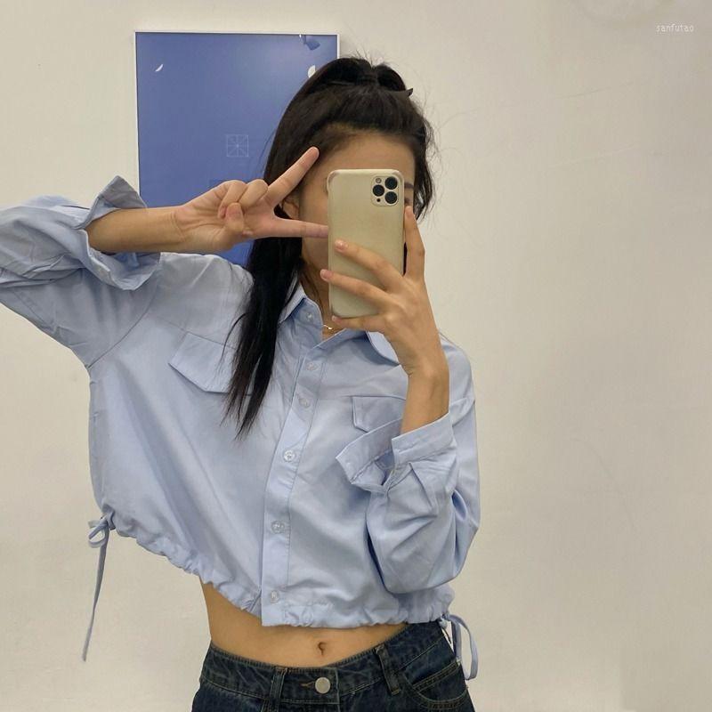 Women's Blouses Deeptown Beautiful Women's Tunic Korean Style Crop Oversized White Shirt Long Sleeve Tops Female Chic Preppy Fashion, Blue
Women's Blouses Deeptown Beautiful Women's Tunic Korean Style Crop Oversized White Shirt Long Sleeve Tops Female Chic Preppy Fashion, Blue