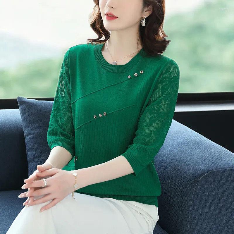 Women's Sweaters Spring Summer Bright Colors Lace Patchwork Women's Clothing O-Neck Hollow Out Chinese Style Knitting T-Shirts Wild, Green
Women's Sweaters Spring Summer Bright Colors Lace Patchwork Women's Clothing O-Neck Hollow Out Chinese Style Knitting T-Shirts Wild, Green