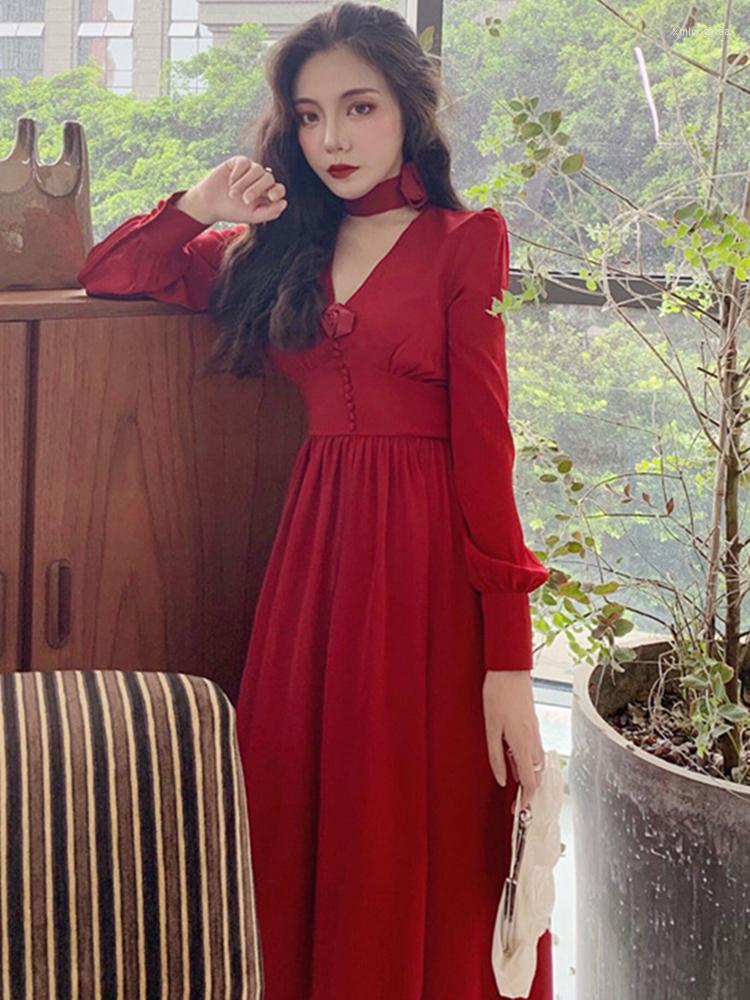 Casual Dresses Women' Summer Autumn Elegant Vintage Long Sleeve Red Dress Party Vestidos Sundress Outfits Holiday Clothes
Casual Dresses Women' Summer Autumn Elegant Vintage Long Sleeve Red Dress Party Vestidos Sundress Outfits Holiday Clothes