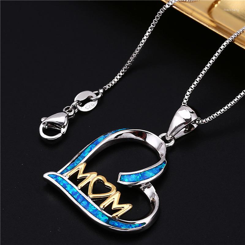 Pendant Necklaces Blue Opal Stone Heart Necklace Vintage Gold Color MOM Boho Silver Chain For Women Mother's Gift
Pendant Necklaces Blue Opal Stone Heart Necklace Vintage Gold Color MOM Boho Silver Chain For Women Mother's Gift