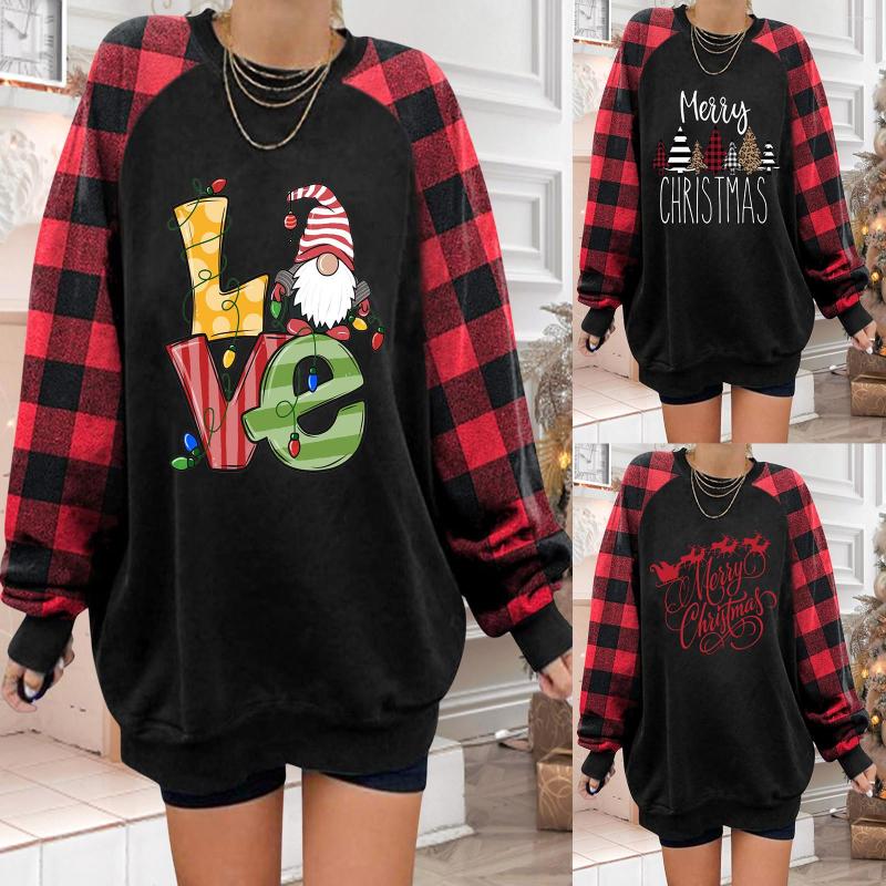 Women' T Shirts Women Christmas Sweatshirt Plaid Cartton Letter Printing Casual Pullover Sweatshirts Long Sleeve Short Tops For, Red
Women' T Shirts Women Christmas Sweatshirt Plaid Cartton Letter Printing Casual Pullover Sweatshirts Long Sleeve Short Tops For, Red