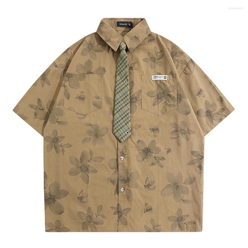 Men's Casual Shirts Turn-down Collar With Tie Flower Printed Men Summer Preppy Style Men's 3 Colors, Beige
Men's Casual Shirts Turn-down Collar With Tie Flower Printed Men Summer Preppy Style Men's 3 Colors, Beige