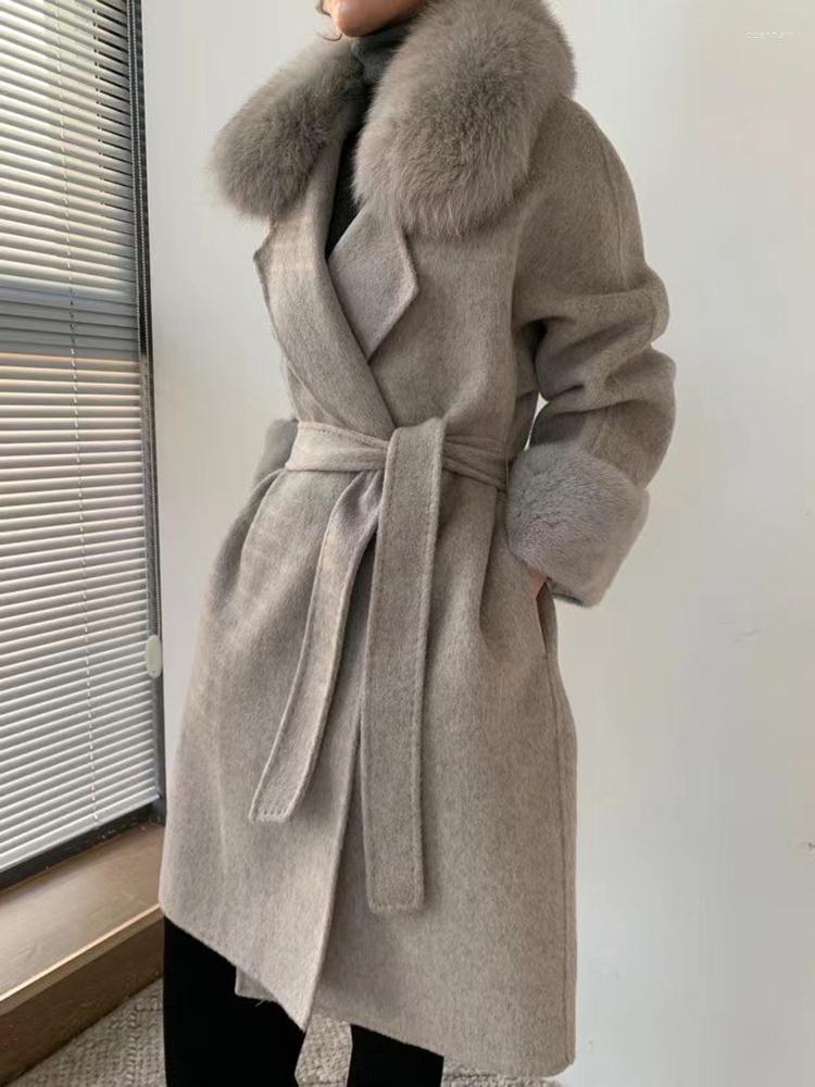 Women's Wool 2023 Spring Women Woolen Cashmere Overcoat Real Fur Collar Female Jacket Mink Cuff Coat, Black
Women's Wool 2023 Spring Women Woolen Cashmere Overcoat Real Fur Collar Female Jacket Mink Cuff Coat, Black