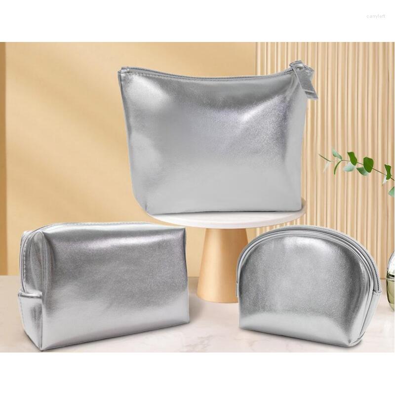 Cosmetic Bags Makeup Bag Fashion Large Capacity PU Leather Toiletry Pouch For Travel Ladies Organizer Women, Silver
Cosmetic Bags Makeup Bag Fashion Large Capacity PU Leather Toiletry Pouch For Travel Ladies Organizer Women, Silver