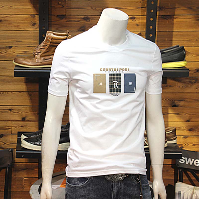 T-shirt Men's R Letter Printed Silk Cotton Simple Casual Top Summer Youth Slim Round Neck Male Tees Comfortable Breathable Clothing, As shown
T-shirt Men's R Letter Printed Silk Cotton Simple Casual Top Summer Youth Slim Round Neck Male Tees Comfortable Breathable Clothing, As shown