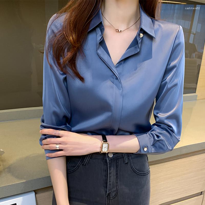 Women's Blouses Silk Women's Shirt Long Sleeve Fashion Woman 2023 Top Female Shirts And Blouse Basic Ladies Tops OL Women Clothing, Blue-1
Women's Blouses Silk Women's Shirt Long Sleeve Fashion Woman 2023 Top Female Shirts And Blouse Basic Ladies Tops OL Women Clothing, Blue-1