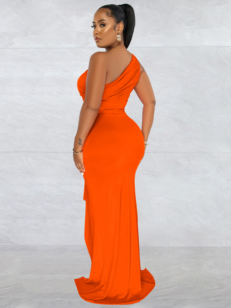 Two Piece Dress Elegant Party 2 Set for Female One Shoulder Sleeveless Bandage Crop Tops Split Mermaid Long Skirts Birthday Outfits 230512