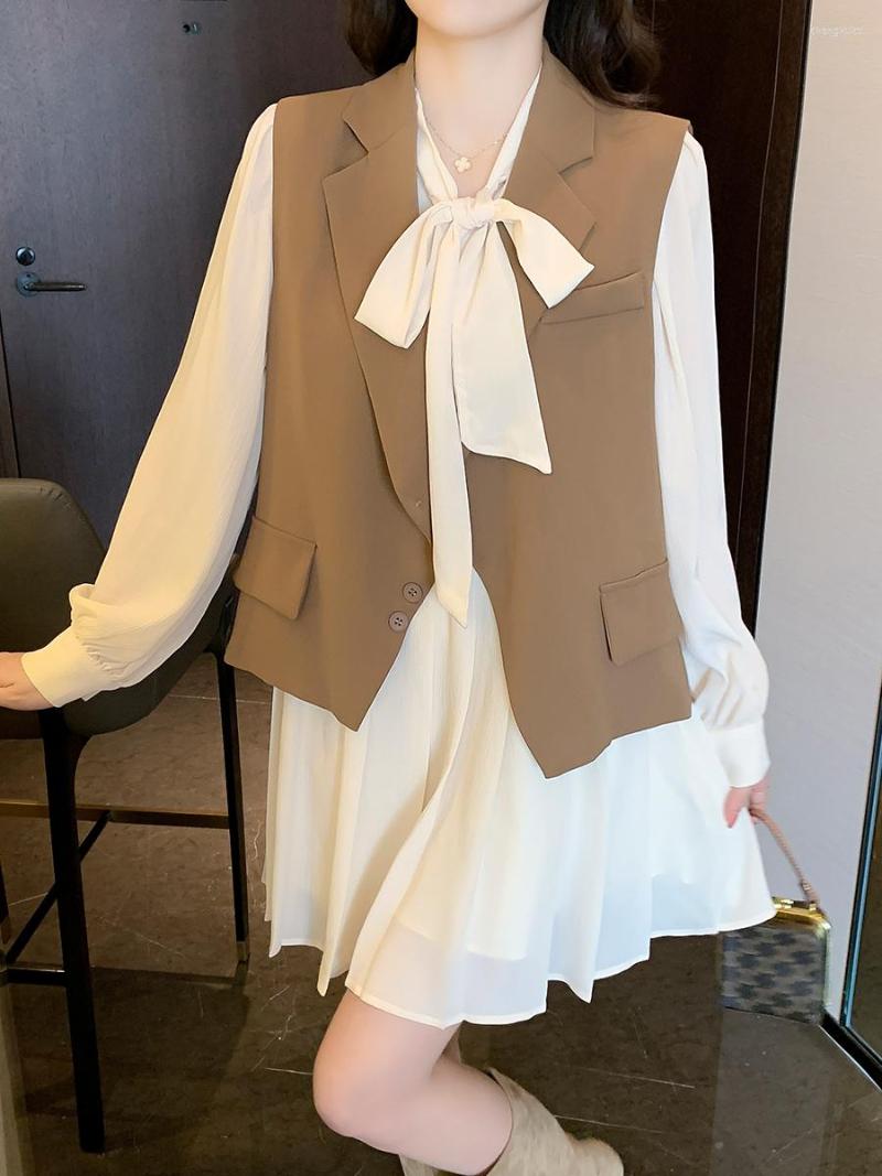 Casual Dresses 2023 Autumn Korean Version Loose Pleated Dress Fashionable Slim Vest Two-piece Suit Women Outfits, Khaki set
Casual Dresses 2023 Autumn Korean Version Loose Pleated Dress Fashionable Slim Vest Two-piece Suit Women Outfits, Khaki set