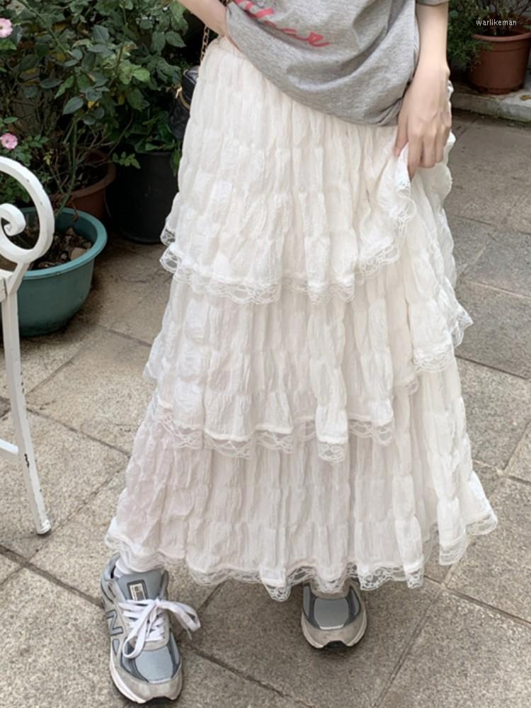Skirts White Black Long Skirt Women Crochet Lace 2023 Goth Lolita Summer High Waisted Low Ruched Ruffle Pleated Rok
Skirts White Black Long Skirt Women Crochet Lace 2023 Goth Lolita Summer High Waisted Low Ruched Ruffle Pleated Rok