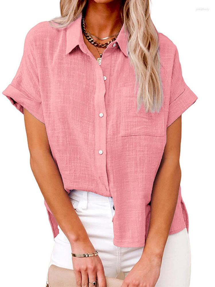 Women' Blouses Office Summer Solid Pocket Lapel Button Up Women Shirts Cotton Linen Short Sleeve Casual Loose Shirt Ladies Tops Blusas, Beige
Women' Blouses Office Summer Solid Pocket Lapel Button Up Women Shirts Cotton Linen Short Sleeve Casual Loose Shirt Ladies Tops Blusas, Beige