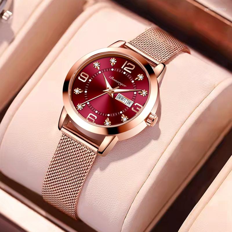 Wristwatches Luxury Women Quartz Watches For Stainless Steel Watch Ladies Sports Dress Pink Dial Wrist Clock Relogio Feminino, Leather -6
Wristwatches Luxury Women Quartz Watches For Stainless Steel Watch Ladies Sports Dress Pink Dial Wrist Clock Relogio Feminino, Leather -6