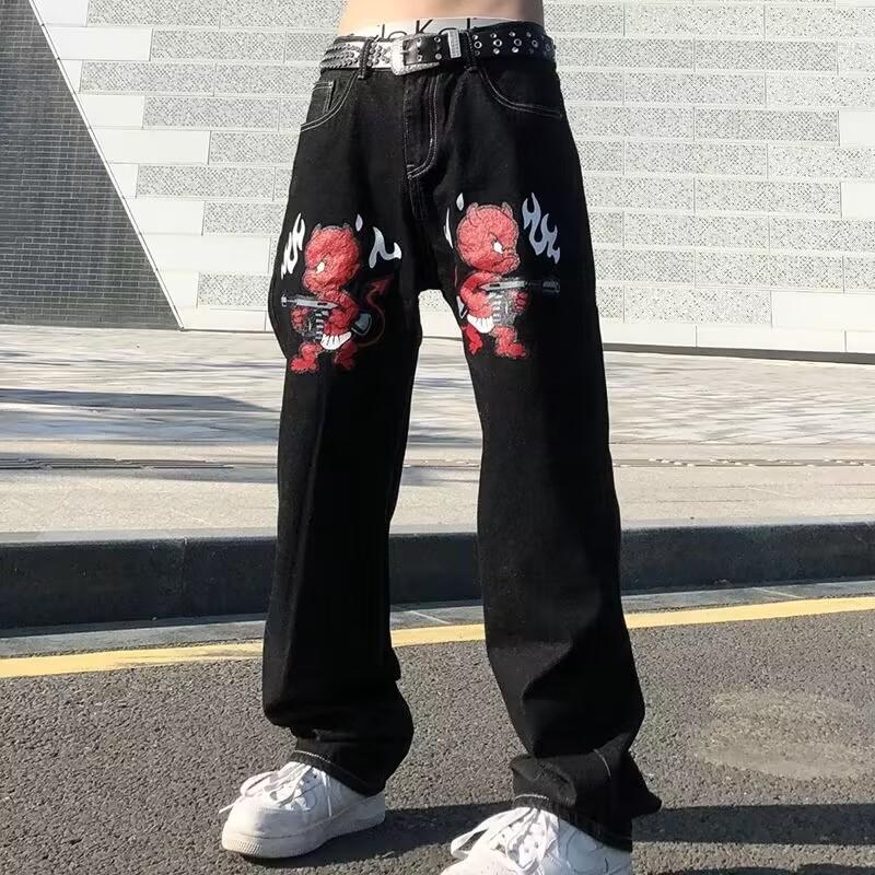 Men's Jeans Men's Devil Printed High Street Vintage Y2K Clothes Black Baggy Straight Trousers Streetwear Wide Leg Pants Men
Men's Jeans Men's Devil Printed High Street Vintage Y2K Clothes Black Baggy Straight Trousers Streetwear Wide Leg Pants Men