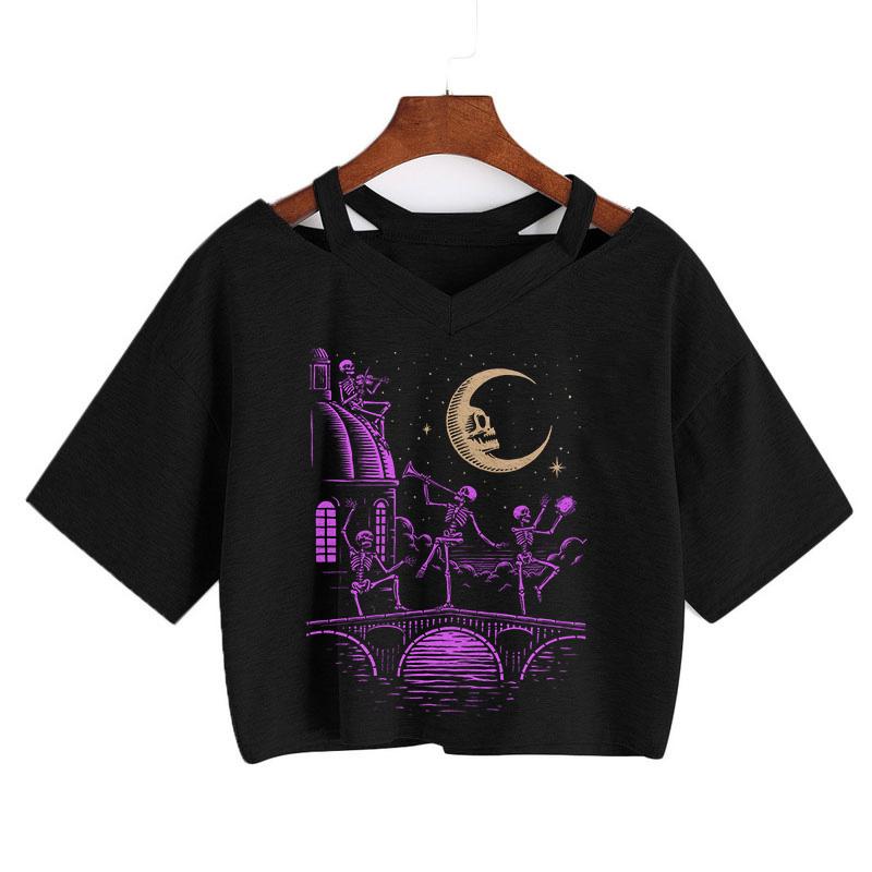 T-Shirt 2021 New Dance skull pattern TShirt Summer Women's Crop Tops Short Sleeve Gothic Tees Punk Grunge Shirt Harajuku Y2k Sexy Top, Hei02
T-Shirt 2021 New Dance skull pattern TShirt Summer Women's Crop Tops Short Sleeve Gothic Tees Punk Grunge Shirt Harajuku Y2k Sexy Top, Hei02