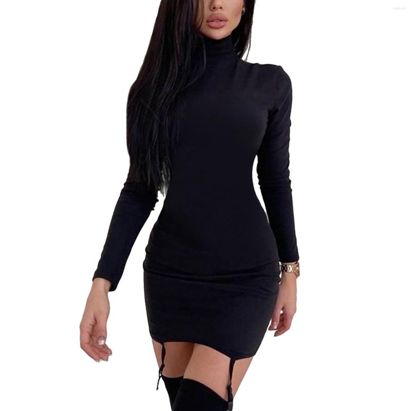 Casual Dresses Women Sexy Sheath Dress Adults Solid Color High Collar Long Sleeve With Buckles 
Casual Dresses Women Sexy Sheath Dress Adults Solid Color High Collar Long Sleeve With Buckles