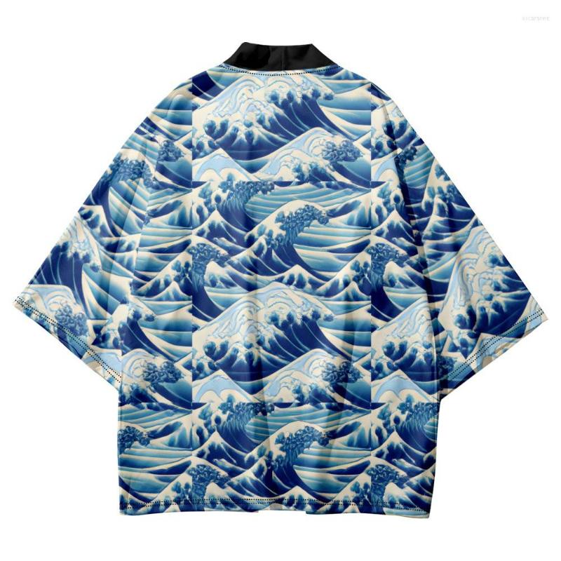 Ethnic Clothing Japanese Harajuku Samurai Cardigan Women Men Cosplay Yukata Loose Waves Print Kimono
Ethnic Clothing Japanese Harajuku Samurai Cardigan Women Men Cosplay Yukata Loose Waves Print Kimono