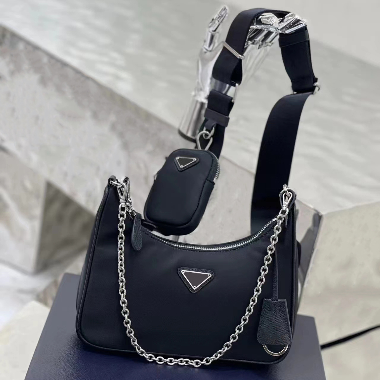 designers bags Luxurys handbag totes handbags prado 3 pieces hobo crossbody bags crossbody purses Sale womens lady shoulder fashion Wallet canvas bag with dust bag