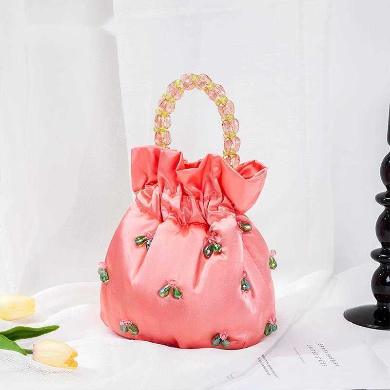 Shoulder Bags Beads Handle Satin Hobo Women 2023 New Korean Chic Cute Handmade Top Beading Bucket Purse and Handbag Bridal Wedding 230426, Pink
Shoulder Bags Beads Handle Satin Hobo Women 2023 New Korean Chic Cute Handmade Top Beading Bucket Purse and Handbag Bridal Wedding 230426, Pink