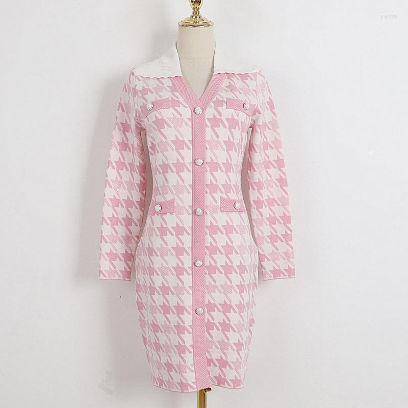 Casual Dresses Pink Thousand Bird Plaid Lapel Knit Slim Dress Button Single Breasted Vintage Midi 2023 Spring, Black
Casual Dresses Pink Thousand Bird Plaid Lapel Knit Slim Dress Button Single Breasted Vintage Midi 2023 Spring, Black