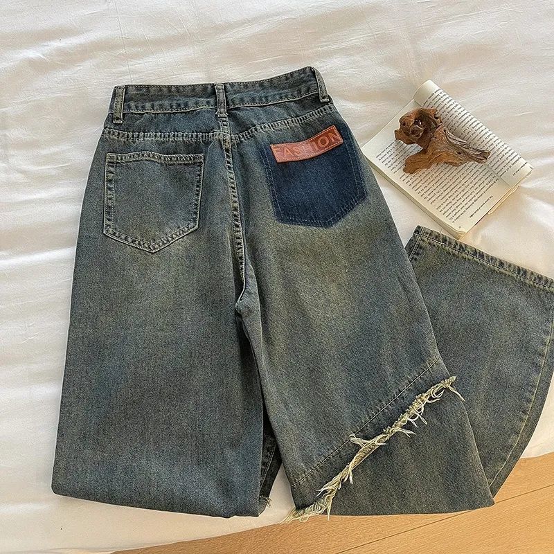 Women' Pants Y2K Fashion Ragged Edge Old Vintage Jean' Autumn Casual Loose High Waist Straight Leg Wide Floor Dragging 230512
Women' Pants Y2K Fashion Ragged Edge Old Vintage Jean' Autumn Casual Loose High Waist Straight Leg Wide Floor Dragging 230512