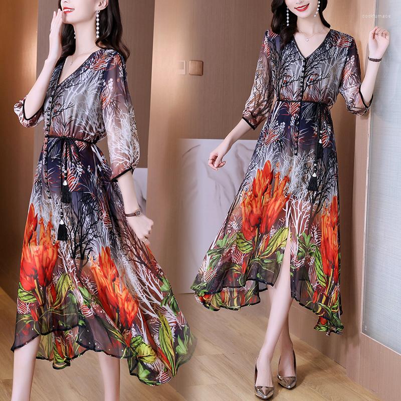 Party Dresses 2023 Loose Print Mulberry Silk Midi Dress Summer Fashion Casual Plus Size Chiffon Elegant Women Bodycon Vestidos, As the picture
Party Dresses 2023 Loose Print Mulberry Silk Midi Dress Summer Fashion Casual Plus Size Chiffon Elegant Women Bodycon Vestidos, As the picture
