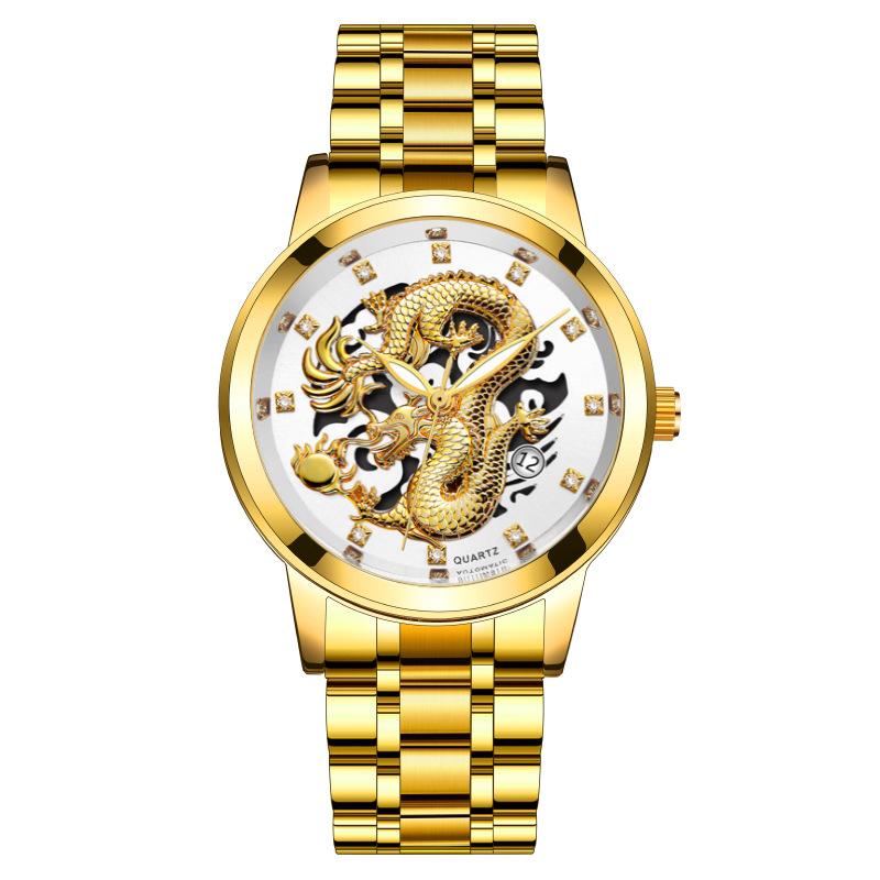Wristwatches Luxury Round Quartz Chinese Dragon Dial Casual Wrist Watches Stainless Strap Fashionable Clock For Waterproof Wristwatch Men, Gold
Wristwatches Luxury Round Quartz Chinese Dragon Dial Casual Wrist Watches Stainless Strap Fashionable Clock For Waterproof Wristwatch Men, Gold
