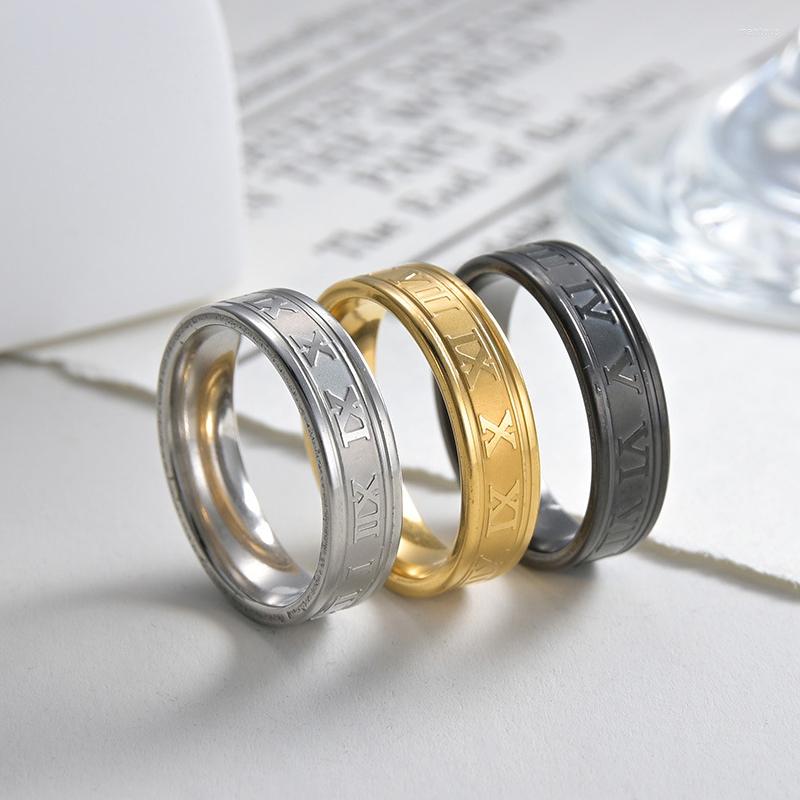 Cluster Rings 6mm Couple Stainless Steel Ring For Men Women Roman Numerals Gold Color Wedding Engagement Jewelry Accessories
Cluster Rings 6mm Couple Stainless Steel Ring For Men Women Roman Numerals Gold Color Wedding Engagement Jewelry Accessories